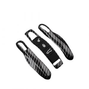 Happyit Clé Key Cover Étui Coque télécommander pour Porsche Panamera Spyder Carrera Macan Boxster Cayman Cayenne 911 970 981 991 (Motif de la fibre de carbone) (Happyit66, neuf)