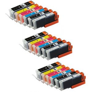 18 Cartouches d'Encre Compatibles pour Canon Pixma MG7750 MG7751 MG7752 MG7753 TS8050 TS8051 TS8052 TS8053 TS9050 TS9055 | PGI-570PGBK CLI-571BK CLI-571C CLI-571M CLI-571Y CLI-571GY XL (Printing Saver, neuf)