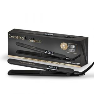 Demeliss Black Ceramic Lisseur 2 en 1 &ndash; Plaques C&eacute;ramique Tourmaline K&eacute;ratine &ndash; Lissage Brillant, Boucles Faciles &ndash; Temp&eacute;rature R&eacute;glable 150&deg;C &agrave; 230&deg;C &ndash; &Eacute;cran Digital &ndash; Coiffage Professionnel (XC-DREAMS, neuf)