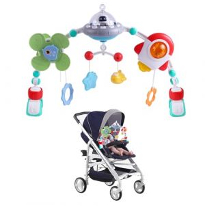 Arche D'activités Articulée pour Bébés et Tout-Petits, Arche d'Éveil pour Poussette avec Musique et Éclairage, Jouets Ajustables pour Bébés Berceau et Landau 0 3 6 9 12 Mois (ZJZTECH, neuf)