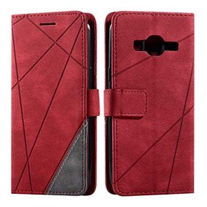 SONWO Coque pour Galaxy J3 2015 / Galaxy J3 2016, Etui en Cuir PU Portefeuille Housse Fermeture Magn&eacute;tique und Flip pour Samsung Galaxy J3 2015 / Galaxy J3 2016, avec Fermeture Magn&eacute;tique, Rouge (SONWO EU STORE, neuf)