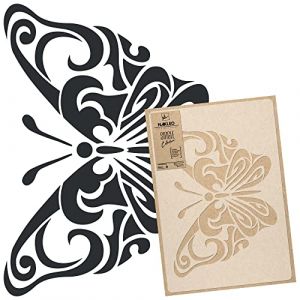 NAKLEO Pochoir pour Peinture Murale Grand Format 59x95cm, Mod&egrave;le en Plastique et R&eacute;utilisable, Fris&eacute; Papillon Prairie Spinnaker, DIY Bricolage Artisanat D&eacute;coration a Peindre, Bois Tissu Mueble (Nakleo / Stencils / Stickers / Art&Wall Decor, neuf)