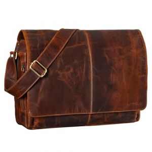 STILORD 'Alex' Sac Messager en Cuir Unisexe Sac &agrave; Bandouli&egrave;re Vintage Besace Sacoche pour Ordinateur Portable de 15,6 Pouces, Couleur:Florida - Marron (STILORD Cuir, neuf)