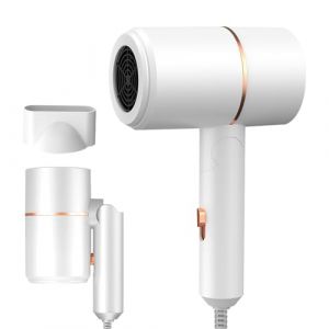 S&egrave;Che-Cheveux Ionique, 800W Pliable Petit Seche Cheveux Voyage, S&egrave;che Cheveux Ionique avec Buse de Coiffage, S&egrave;che-Cheveux Voyage &agrave; S&eacute;chage Rapide Petit avec Bouton Chaud/Froid (Blanc) (KUWUNG, neuf)