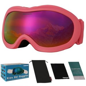 OUTDOORSPARTA Lunettes de ski pour enfants - casque pour gar&ccedil;on et fille lunettes de ski compatibles avec une protection UV &agrave; 100% (11. Cadre Rose, Verre Plein Miroir Bleu) (OutdoorSparta, neuf)