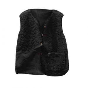 Gilet en Molleton Polaire Doux sans Manche Coupe Classique Femme Grandes Filles Couleur Unie Blouson Mode Bouton Matelass&eacute;e sans Manches Veste avec Poches (⭐⭐⭐⭐⭐Susenstone, neuf)
