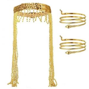 LARUISEE Serre-tête égyptien pour fête d'Halloween pour adolescent adulte prenant des photos avec bracelet en forme de serpent couleur dorée Costume égyptien pour femme Costume égyptien pour femme (BAIdangf, neuf)