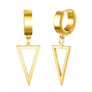 Yumilok Hommes Boucles d'oreilles en Acier Inoxydable: Hip Hop Bagues d'oreilles avec Pendentif de Triangle - Pendante d'oreille G&eacute;om&eacute;trique Tendance - Bijoux Fantaisie Adolescent D&eacute;coration (Yumilok, neuf)