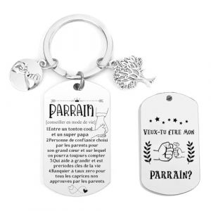 XQXQXZ Porte Clé Parrain Cadeau Parrain Parrain Demande porte cle parrain Porte Clef Personnalisé Cadeau Homme Anniversaire Fête Des Pères (2) (yiwushiwoyandianzishangwuyouxiangongsi, neuf)