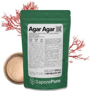 SaporePuro AGAR AGAR en poudre 200 gr &ndash; G&eacute;lifiant naturel SANS GLUTEN &ndash; Id&eacute;al pour la cuisine mol&eacute;culaire, &eacute;paississant pour desserts, confitures, flans et glaces (Gioia Group S.r.l., neuf)