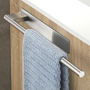OETAMS Porte Serviette Salle De Bain sans Percage, Porte-Serviettes Adhesif Porte Serviettes Mural, Acier Inoxydable Support de Serviettes, Towel Rail Holder Brossé Argent (HELUOEUR, neuf)
