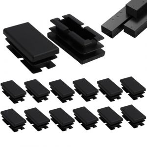 20 PCS 20x 40 mm Bouchons à lamelles pour Tube carré, Embout de Bouchon en Plastique Noir carré pour Tube de Tuyau, Embouts à Lamelles pour Pieds de ChaisePlastique polyéthylène, Bouchons d'extrémité (RongTianYu, neuf)