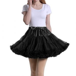 Tmade Jupe en Tulle pour Femme - Jupon de Cosplay Multicouche - Jupe Tutu pour Halloween Rock Party Festival Celebration Longueur : 40 cm - Tour de Taille : 56-100 cm(Noir) (Tmade, neuf)
