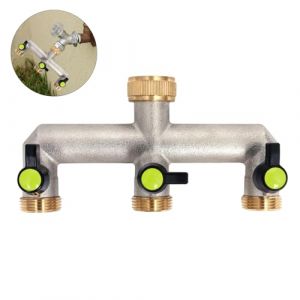 Vaskula Distributeur d'eau &agrave; 3 Voies Mat&eacute;riel D'arrosage pour Jardin Tuyau D'arrosage 3/4 Alliage de Zinc Adaptateur Tuyau Arrosage Robinet Cuisine Dispensateur D'arrosage du Jardin (WSCHUAN, neuf)