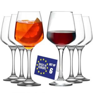 NORDIC SCHILLER Verre a Vin Rouge Modernes, 400ml, Lot de 6 100% SANS PLOMB Verres &agrave; Vin, Verres a Pied Vin, Verre &agrave; Vin Blanc, Lave-vaisselle, Wine Glasses (HAFENX, neuf)