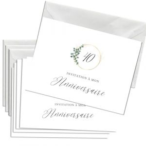 Briefzauber Carte d&rsquo;invitation anniversaire 40 ans | Lot de 12 cartes & 12 enveloppes | Set DIN A6 avec texte &agrave; trous |Decoration anniversaire jubil&eacute; - diff&eacute;rentes variantes﻿ (40 ans - Minim) (Briefzauber, neuf)