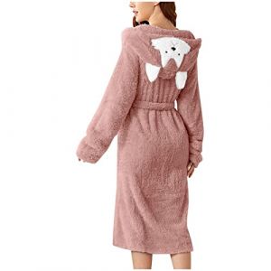 Peignoir De Bain Femme Unisexe Eponge Capuche Automne Hiver Peignoir avec Capuche Chaude Peignoir Moelleux Éponge Douce Coton Eponge Vêtements De Détente Robe De Chambre Une Pièce (Blingko, neuf)