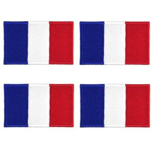 makstore 4 PCS Patch France, Drapeau France, Motif en Crochet et Bouclee, Écusson de drapeau - 8cm x 5cm (France) (Mak_store, neuf)