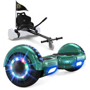 GeekMe Hoverboards avec Hoverkart, Gyropode 6.5 Pouces, Hoverboard avec Haut-Parleur Bluetooth, lumières LED, Cadeau pour Enfant, Adolescent et Adulte (Ratonew, neuf)