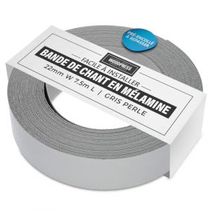 WoodPress® 22 mm Mélamine Gris Perle Bande de Chant en Placage Préencollé – Rouleau de 7,5 m – Application à Repasser facile à faire soi-même, couvre le bord d'un panneau MDF standard (L'Atelier du Vrai Bois (FR), neuf)