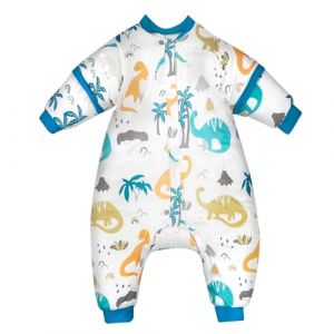 FLYISH DIRECT Gigoteuse hiver bébé 3.5 tog, gigoteuse a pied, gigoteuse avec jambes, gigoteuse manches longues amovible, Gigoteuse 12-36 mois, Dinosaures, 80 (pour 75-90cm) (Flyish Direct EU, neuf)