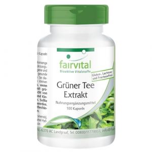 Fairvital | Gélules d'extrait de thé vert - 100 gélules - Polyphénols, catéchines, EGCG et caféine - HAUTEMENT DOSÉ - VÉGÉTALIEN - Camellia sinensis (Fairvital - substances vitales bioactives, neuf)