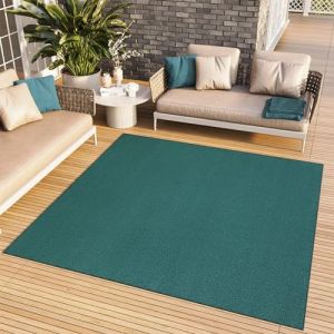 TAPISO Mono Carré Tapis Poil Court Intérieur Design Moderne Bleu Foncé Motif Uni Tapis Salon Chambre Adulte Salle à Manger Cuisine Résistant Extérieur Oeko-TEX 120 x 120 cm (TAPISO-FR, neuf)