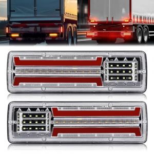 NWpangu 2Pcs Feux Arrière de Remorque 62-LED 12V Feux Arrière Clignotants Feux Stop IP67 étanche Multifonction Remorque Camion Caravane Van Bateau Feux Arriere Kit. (Dingcheng, neuf)