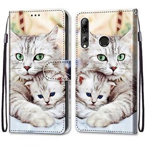 Mo-Somnus Coque pour Huawei P Smart Plus 2019 / Enjoy 9S, Etui en Cuir PU Portefeuille Housse Coque avec 360 Degr&eacute;s Silicone Protection Cover Cuir Pochette Magn&eacute;tique und Flip B&eacute;quille (Chats 2) (Mo-Beauty EU Store, neuf)