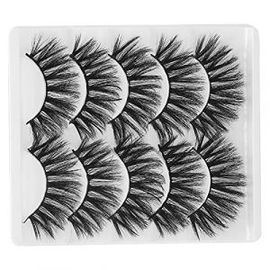 Masyrt Lot de 5 paires de faux cils en fibre de verre - 6D - Réutilisables - Long volume croisé - Pour tous les jours, événements décontractés et plus encore (GL703) (Taikune, neuf)