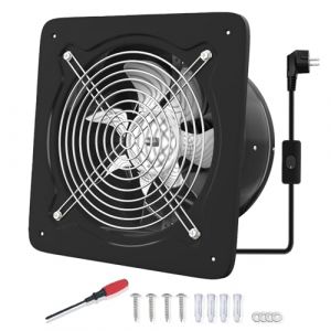 FanGoFast Ventilateur Extracteur d'air 250mm Silencieux 525 m&sup3;/h avec Clapet Anti-Retour Puissant en M&eacute;tal avec Prise Europ&eacute;enne pour Cuisine Salle de Bain Garage (Noir, 250mm) (HVAC paopao, neuf)