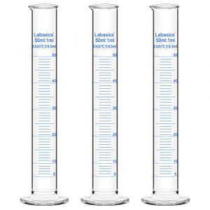 Labasics Verre Cylindre Gradu&eacute; (3-Paquet) 50 ml, Graduated Cylindre en Verre Borosilicat&eacute; Cylinder de Mesure &Eacute;prouvettes Cylindriques (J&D Tech FR, neuf)