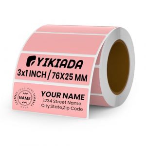 YIKIADA Lot de 500 &Eacute;tiquettes Thermiques Adh&eacute;sives 25 X 76 mm Rose Rouleaux Autocollantes Imperm&eacute;able Amovible Imprimables pour Bureau &Eacute;cole QR Inventaire (YIJIADA, neuf)