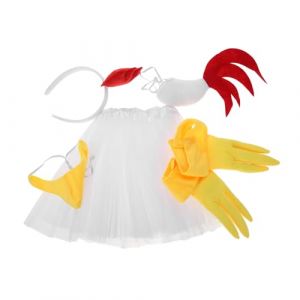 FOMIYES Ensemble De Déguisement De Poussin Festif Bandeau De Poulet Blanc Queue Tutu Accessoire De Fête (Family&Personal, neuf)