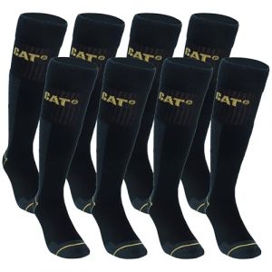Caterpillar 8 Paires Chaussettes Longues Travail Hommes - Renforc&eacute;es Talon et Pointe - Coton (Noir, 39-42) (Naduf, neuf)