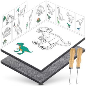 DazSpirit Kit D'aiguilles &Agrave; Picoter Pour Enfants &Agrave; Partir De 4 Ans, Kit de Poinconneuse Papier Avec 2 Feutres, 2 Aiguilles &Agrave; Picoter Et 10 Images De Broderie, Pour Les Projets Cr&eacute;atifs (Dinosaure) (INSYU, neuf)