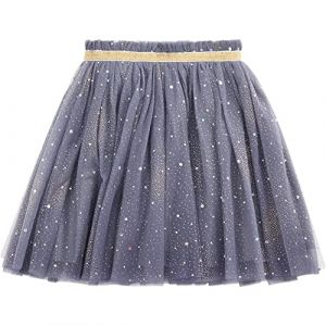 CAMILIFE Enfant Fille Tutu Ciel &Eacute;toil&eacute; Paillettes Jupe Princesse Mini de Tulle Ballet avec Taille &Eacute;lastique Adorable Mode - Bleu-Gris Fonc&eacute; Taille du Fabricant 120 (Camilife, neuf)