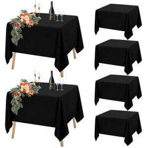 Teruntrue Lot de 6 Nappe Carrée Noire Tissu 132 x 132cm Nappe Table Basse, Imperméable et Lavable Nappe en Polyester pour Fête Mariage Buffet Camping Restaurant (TeruntrueEU, neuf)