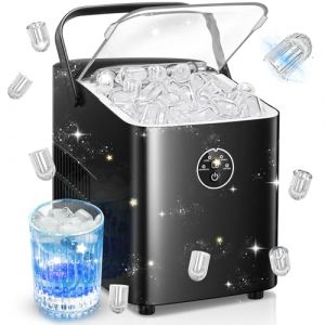 FOHERE Machine à Glaçons, 14kg en 24h, 8 Glaçons en 8 Minutes, avec 2 Tailles de Glaçons, Autonettoyante, Ice Maker sur Comptoir avec Poignée, pour la Maison/Cuisine/Camping/Bar (Fuduosii, neuf)