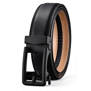 KUULIMEE Ceinture Homme,Ceinture Cliquet en Cuir avec Boucle Automatique,Largeur 35mm,Taille Ajustable-3001-BLACK 251-140cm (ASIA BRIDGE, neuf)