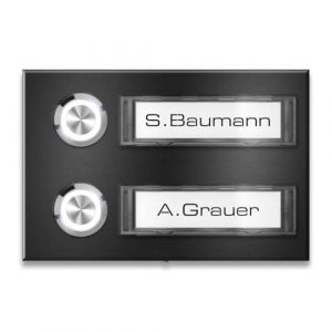 Metzler&reg; sonnette multifamiliale avec bouton LED &eacute;tanche IP67 et plaque nominative interchangeable noir RAL 9005 &ndash; montage saillie inox bross&eacute; durable &ndash; entretien facile &ndash; pi&egrave;ces 10 ans (Metzler GmbH, neuf)