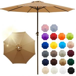 Auvent De Remplacement pour Parasol 4/3.5/3/2.8/2.7/2.5/2.3/2m 6/8 Baleines, Toile De Parasol D&eacute;port&eacute;, Housse De Rechange pour Parasol D'ext&eacute;rieur, Pour Cour, Jardin, Plage (Q,8ribs:4m/13ft) (LFUK3, neuf)