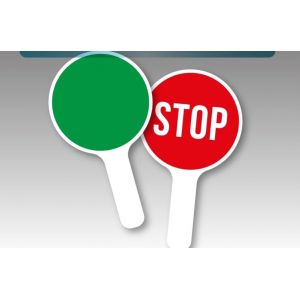Panneau de Signalisation Double Face, Raquette PVC 5mm, Vert et Rouge avec Inscription STOP, Accessoire d'Aide au Trafic Routier (La Boutique des organisateurs, neuf)