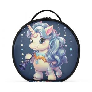 Licorne De Dessin Animé Violet Créativité Trousse Sac Cosmétique Circulaire de Maquillage Pochette Sacs avec Cloisons Amovibles pour Voyage Filles (HULAHULA, neuf)