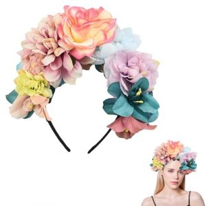 SSyang Couronne Fleur Cheveux, Fleur Bandeau Tiare, Fleur Fille Accessoires pour Cheveux, Rose Fleur Feuille Bandeau, Couronne de Fleurs, Serre Tete Fille, pour Festivals, Mariages, F&ecirc;tes (SSyang, neuf)