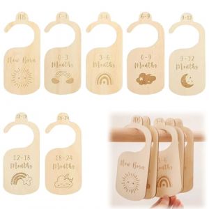 Séparateurs Placard pour Bébé Bois,7pcs Separateur Penderie pour Bébé Mois,Diviseurs de Garde Robe Bébé,Organisateurs Vêtements pour Bébé,Diviseurs de Taille Vêtements,Organisateurs Tissu pour Bébé (HATASTORE, neuf)