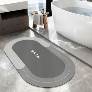 SOLIC Tapis de Bain S&eacute;chage Rapide,Tapis de Bain Antid&eacute;rapant Absorbant Tapis de Douche Super Absorbant Facile &agrave; Nettoyer pour Baignoire Douche (Gris, 60x120cm) (Solic, neuf)