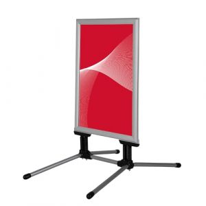 Cashdisplay Stop Trottoir - Chevalet Publicitaire en Trottoir pour Ext&eacute;rieur, Cadre Clic en Aluminium 44 mm, Affichage Recto-Verso, Format A0, Couleur Argent&eacute; (World Cash France, neuf)