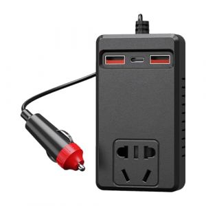 Convertisseur -Cigare Voiture, Onduleur 12V/24V 220V 100W - Double Port USB/Type-C 2.4A, R&eacute;gulation Thermique Intelligente, pour Camping, Road Trip & Ordinateurs Portables (xurongs, neuf)