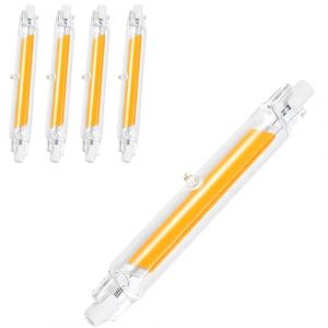 Ampoule R7S LED 118mm Dimmable,LED COB Ampoules Blanc Chaud 3000K,2000LM Pas de Scintillement,118mm 20W Ampoule &Eacute;quivalent Ampoule Halog&egrave;ne J118 100W,&Eacute;clairage &agrave; Faisceau 360 &deg;,AC 220-240V,Lot de 4 (Hsientpe EU, neuf)